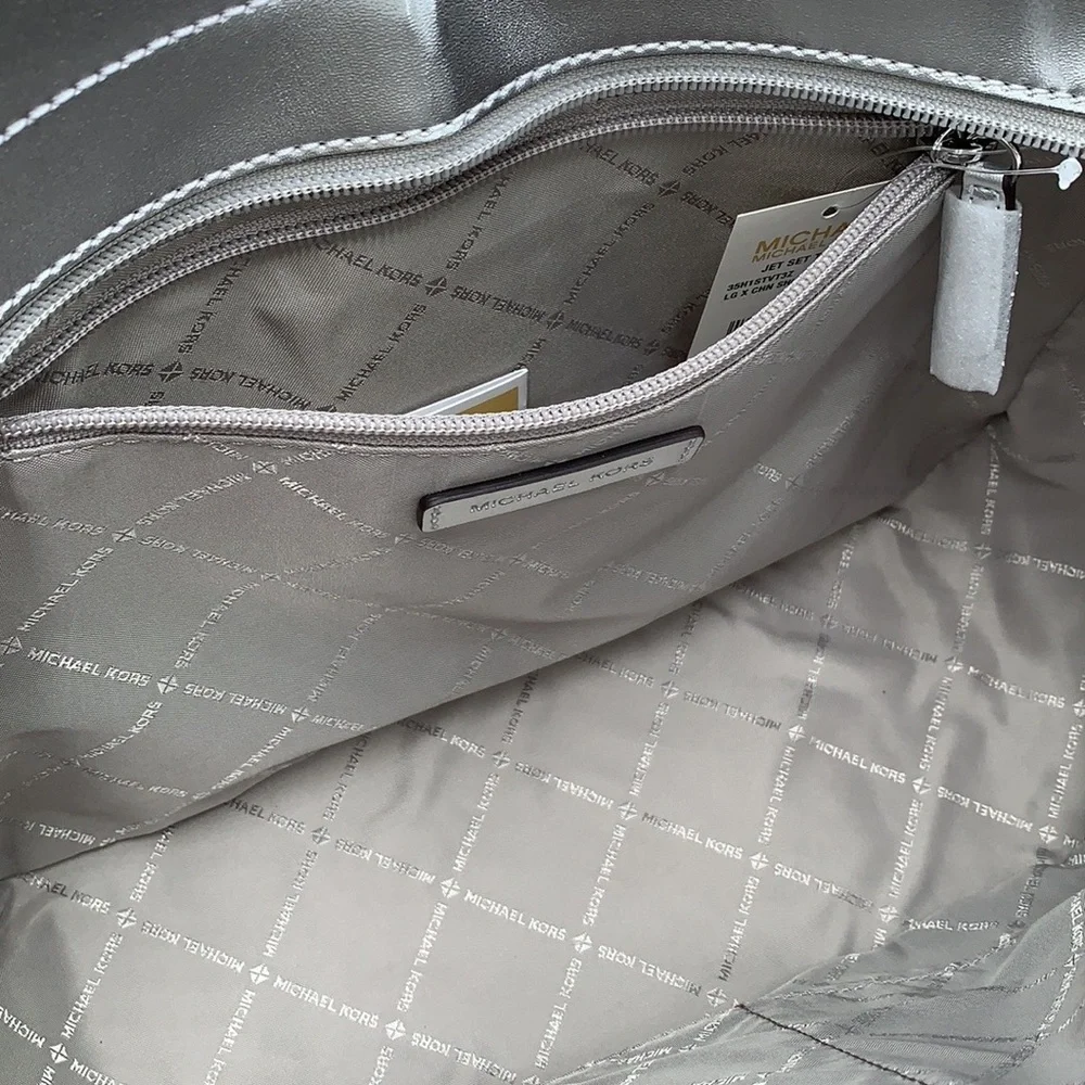 Michael Kors Jet Set Travel Large Chained Tote Shoulder Bag MK  Silver  NWT